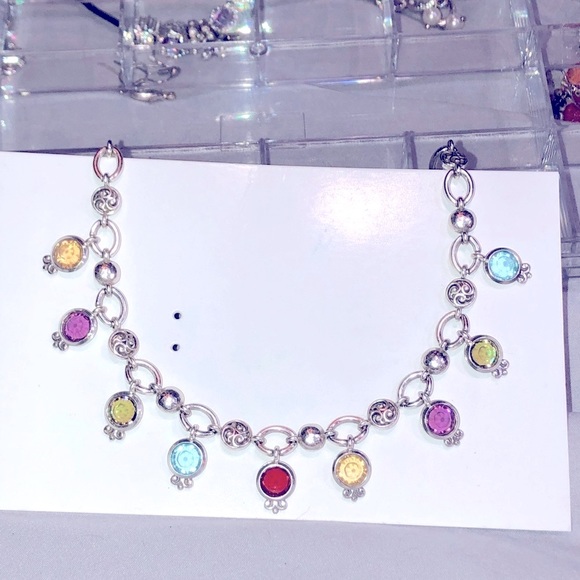 Brighton silver necklace w multi color gems - Picture 7 of 11